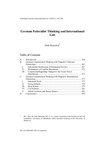 German Federalist Thinking And International Law